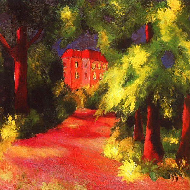 August Macke Red House in a Park oil painting image
